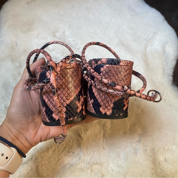 Marc Fisher Jared Pink Block Heel Ankle Wrap Sandal‎ in Snakeskin - Picture 5 of 7